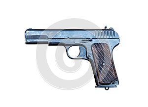 Self-loading army pistol isolated on a white background