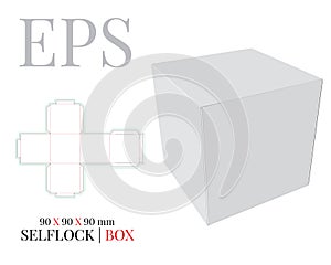 Self lock box template, Vector with die cut, laser cut layers