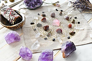 Self Love Crystal Grid and White Sage