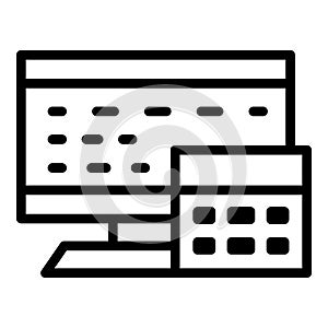 Self machine icon outline vector. Screen cash point photo