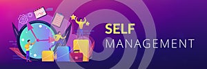 Self management concept banner header.