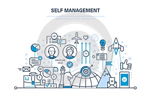 Self management concept. Control, personal growth, emotional intelligence, leadership skills.