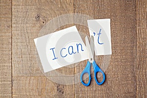 Self motivation concept with text I can