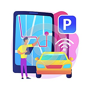 Self-parking car system abstract concept vector illustration.