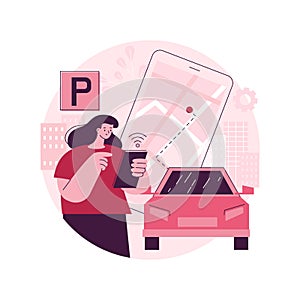 Self-parking car system abstract concept vector illustration.
