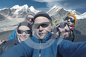 Self Portrait of Group of smiling Mountain Climbers