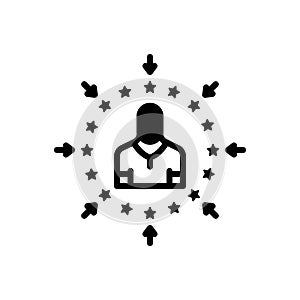Black solid icon for Self Promotion, self and skills