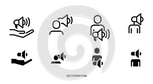 Self-promotion icon, line color  illustration
