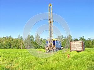 Self-propelled drill rig.