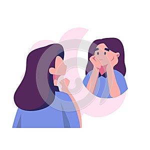 self reflection flat style illustration vector design