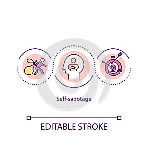 Self sabotage concept icon