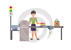 Self-service cashier or terminal.