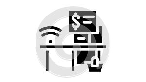 self-service checkout glyph icon animation