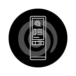 Self-service cinema ticket machine black line icon. Pictogram for web page