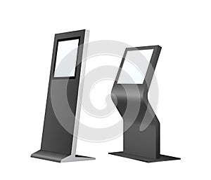 Self service kiosk with touch screen panel. Invoice checkout from bank. Terminal for customer order