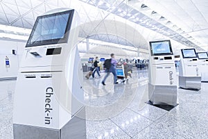 Self service machine and help desk kiosk at airport