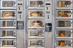 Self service ordering window with burger sandwiches photo