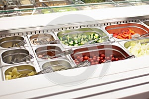 Self-service salad bar in a large store