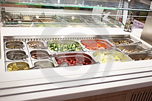 Self-service salad bar in a large store