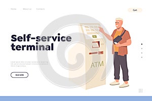 Self-service terminal for contactless payment advertising landing page design website template