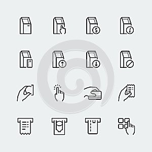 Self-service terminals icons in thin line style photo