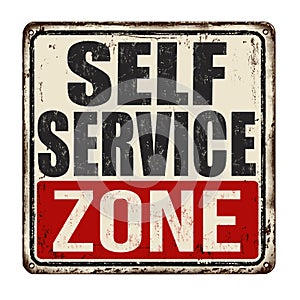 Self service zone vintage rusty metal sign