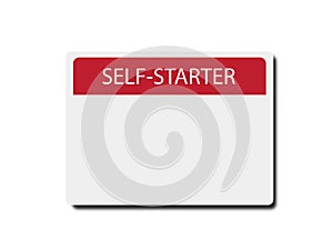 self starter tag on white
