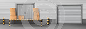 Business delivery warehouse closed entrance vector photo