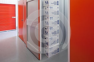 Self storage units with storage boxes