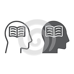 Self study line and glyph icon, e learning