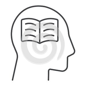 Self study thin line icon, e learning education