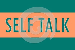 Self talk, logo. Colorful typography banner with word. Text caption, art lettering, creative colorful font. Rubric concept.