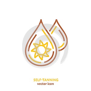 Self-tanning symbol, logo element. Home beauty treatment idea