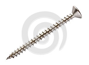 Self-tapping screw one side view isolated on white background with clipping path