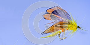 Self-tied fishing lures, flies for fly fishing studio shots