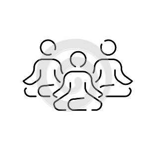 Selfcare line icon. Meditation, yoga, indifference. Mental health concept. Vector for topics like healthy lifestyle, psychology,