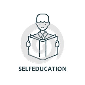 Selfeducation vector line icon, linear concept, outline sign, symbol photo