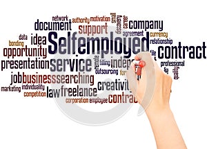 Selfemployed word cloud hand writing concept photo