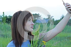 Selfi on the background of nature