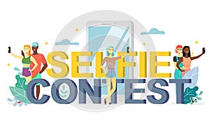 Selfie contest vector flat style design illustration