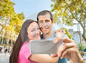 Selfie of couple in Barcelona