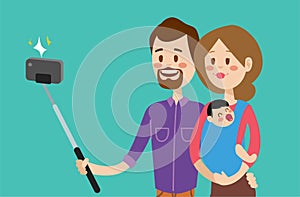 Selfie family portreit vector illustration