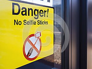 Selfie forbidden Signage warning in Public transportation area