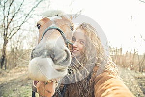 Selfie with funny face horse