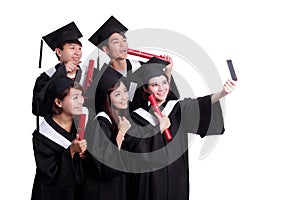 Selfie of happy graduates student