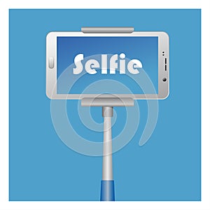 Selfie Icon with smart phone end monopod