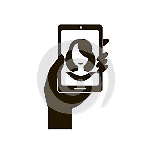 Selfie Icon with Woman and Smartphone