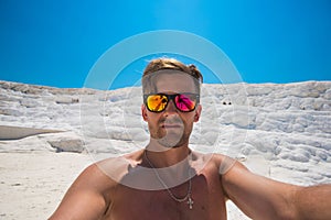 Selfie of man in Pammukale photo