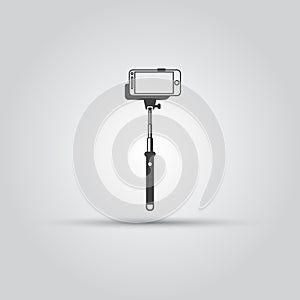 Selfie monopod stick with smartphone icon