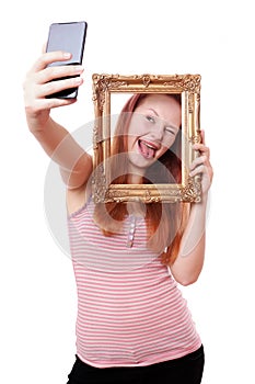 Selfie with picture frame